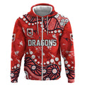 Personalized St. George Illawarra Dragons Zip Hoodie Aboriginal Pattern with Graffiti Style Design