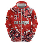 Personalized St. George Illawarra Dragons Zip Hoodie Aboriginal Pattern with Graffiti Style Design