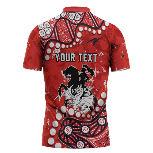 Personalized St. George Illawarra Dragons Zipper Polo Shirt Aboriginal Pattern with Graffiti Style Design