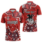 Personalized St. George Illawarra Dragons Zipper Polo Shirt Aboriginal Pattern with Graffiti Style Design