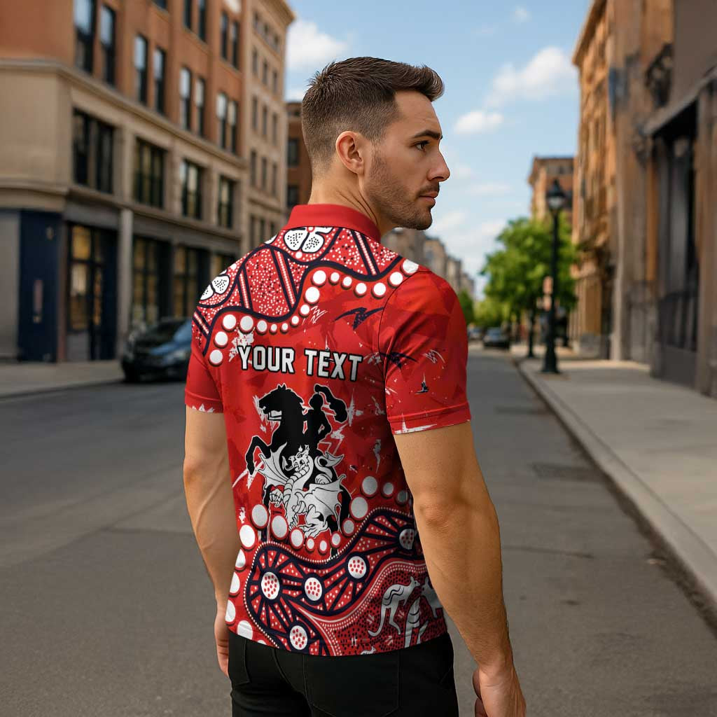 Personalized St. George Illawarra Dragons Zipper Polo Shirt Aboriginal Pattern with Graffiti Style Design