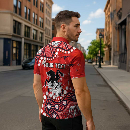 Personalized St. George Illawarra Dragons Zipper Polo Shirt Aboriginal Pattern with Graffiti Style Design
