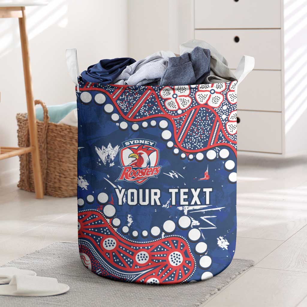 Personalized Sydney Roosters Laundry Basket Aboriginal Pattern with Graffiti Style Design