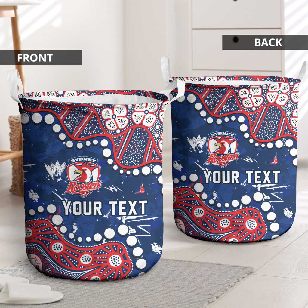 Personalized Sydney Roosters Laundry Basket Aboriginal Pattern with Graffiti Style Design