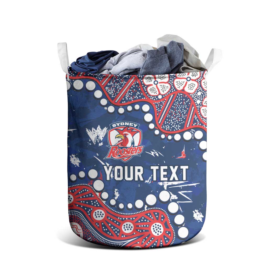 Personalized Sydney Roosters Laundry Basket Aboriginal Pattern with Graffiti Style Design