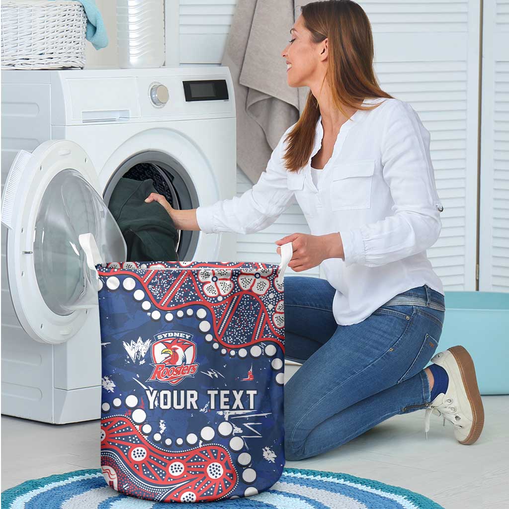 Personalized Sydney Roosters Laundry Basket Aboriginal Pattern with Graffiti Style Design