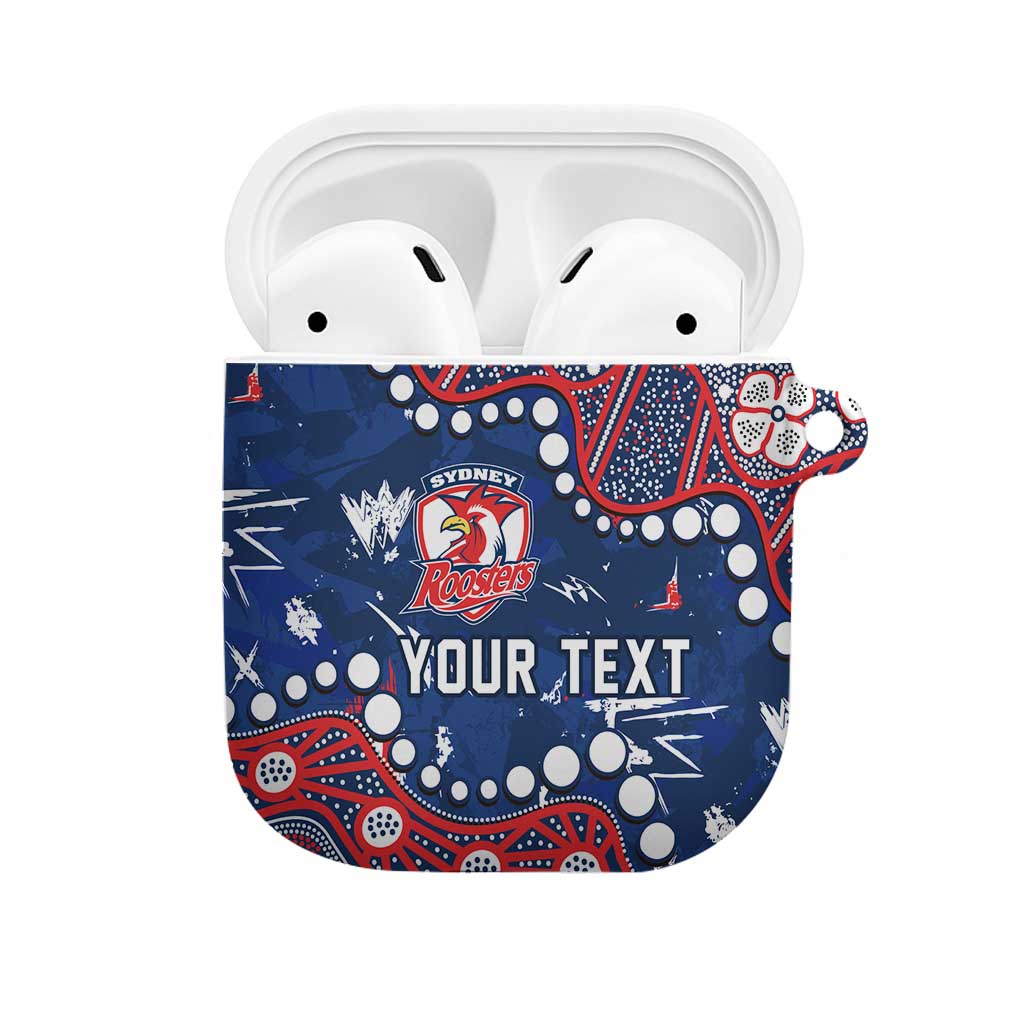 Personalized Sydney Roosters AirPods Case Aboriginal Pattern with Graffiti Style Design