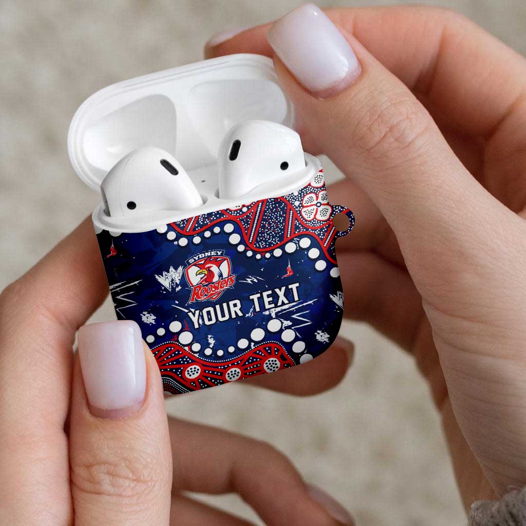 Personalized Sydney Roosters AirPods Case Aboriginal Pattern with Graffiti Style Design