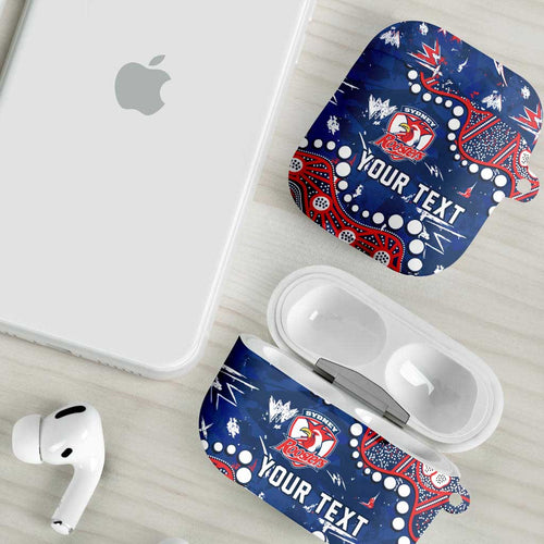 Personalized Sydney Roosters AirPods Case Aboriginal Pattern with Graffiti Style Design