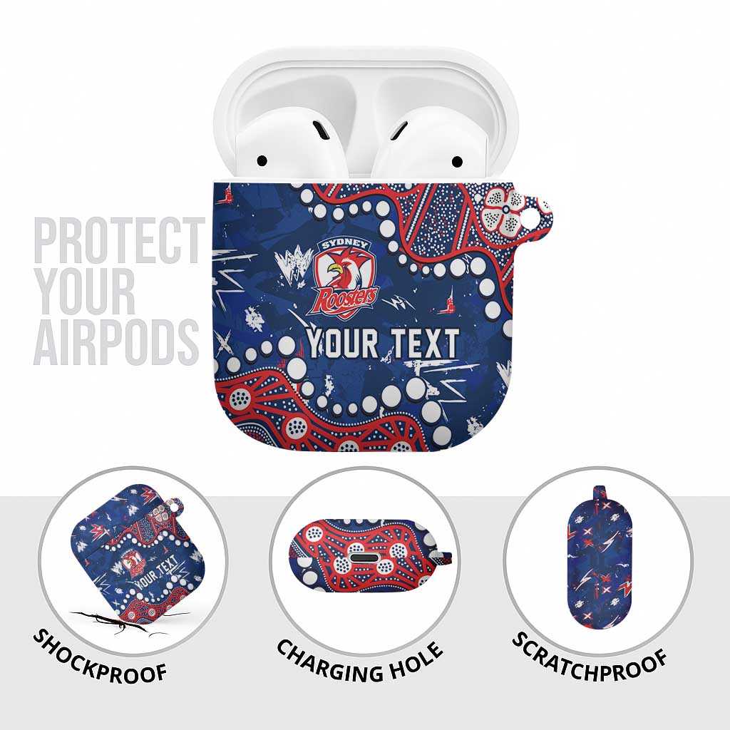 Personalized Sydney Roosters AirPods Case Aboriginal Pattern with Graffiti Style Design