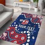 Personalized Sydney Roosters Area Rug Aboriginal Pattern with Graffiti Style Design