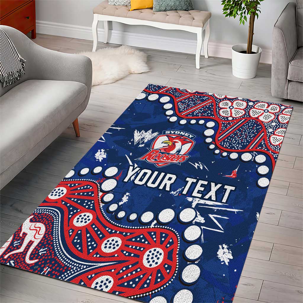 Personalized Sydney Roosters Area Rug Aboriginal Pattern with Graffiti Style Design