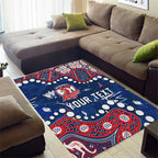 Personalized Sydney Roosters Area Rug Aboriginal Pattern with Graffiti Style Design