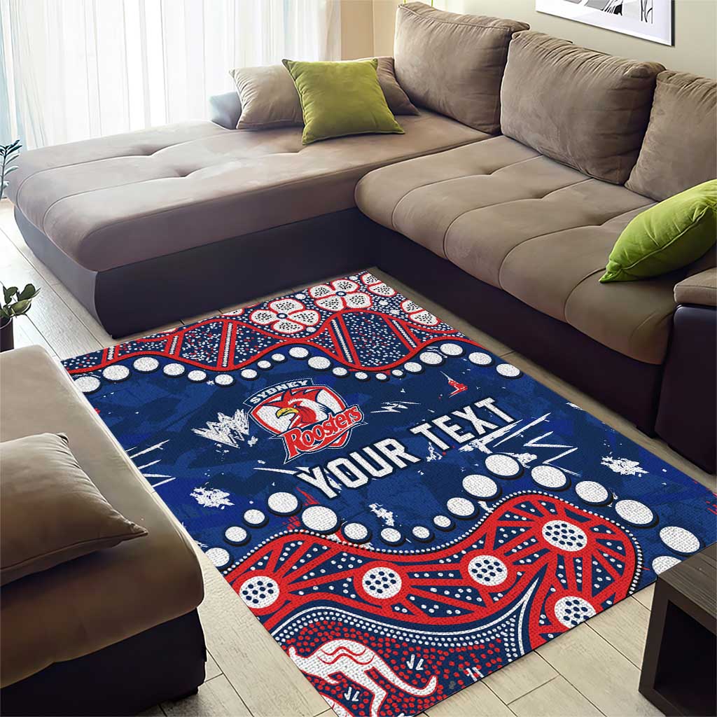 Personalized Sydney Roosters Area Rug Aboriginal Pattern with Graffiti Style Design
