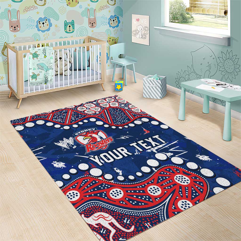 Personalized Sydney Roosters Area Rug Aboriginal Pattern with Graffiti Style Design