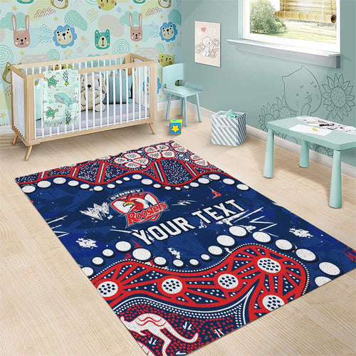 Personalized Sydney Roosters Area Rug Aboriginal Pattern with Graffiti Style Design