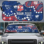 Personalized Sydney Roosters Auto Sun Shade Aboriginal Pattern with Graffiti Style Design