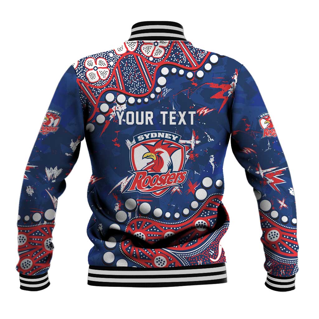Personalized Sydney Roosters Baseball Jacket Aboriginal Pattern with Graffiti Style Design