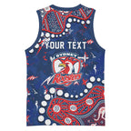 Personalized Sydney Roosters Basketball Jersey Aboriginal Pattern with Graffiti Style Design