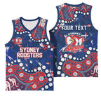 Personalized Sydney Roosters Basketball Jersey Aboriginal Pattern with Graffiti Style Design