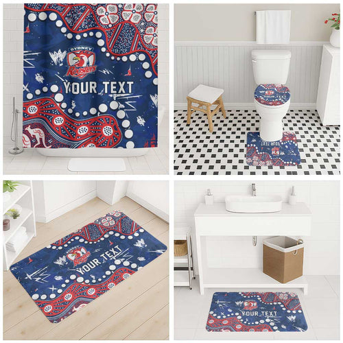 Personalized Sydney Roosters Bathroom Set Aboriginal Pattern with Graffiti Style Design