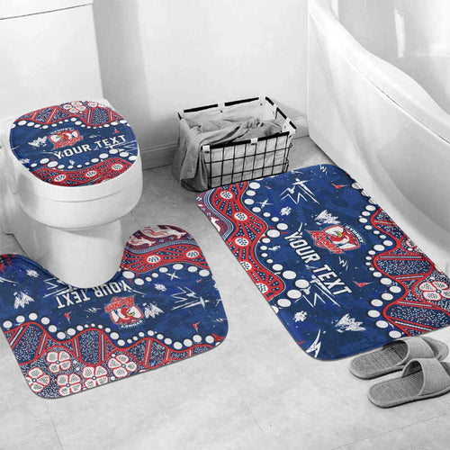 Personalized Sydney Roosters Bathroom Set Aboriginal Pattern with Graffiti Style Design