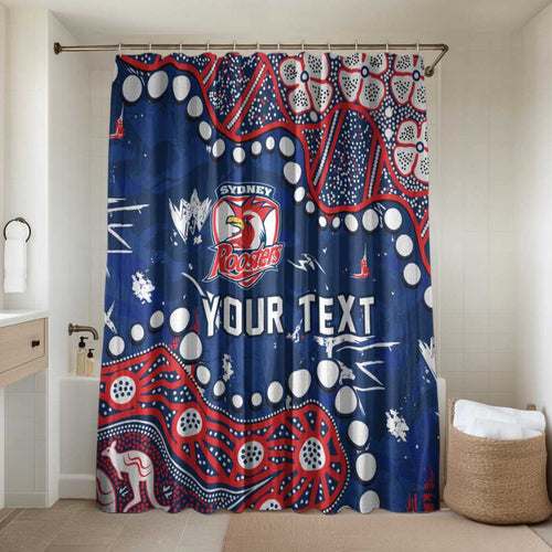 Personalized Sydney Roosters Bathroom Set Aboriginal Pattern with Graffiti Style Design