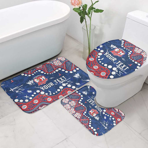 Personalized Sydney Roosters Bathroom Set Aboriginal Pattern with Graffiti Style Design