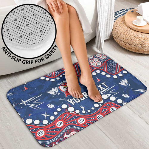 Personalized Sydney Roosters Bathroom Set Aboriginal Pattern with Graffiti Style Design