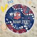 Personalized Sydney Roosters Beach Blanket Aboriginal Pattern with Graffiti Style Design