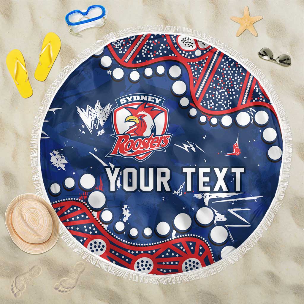 Personalized Sydney Roosters Beach Blanket Aboriginal Pattern with Graffiti Style Design