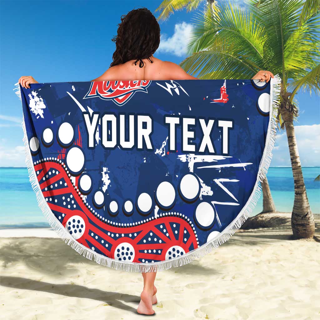 Personalized Sydney Roosters Beach Blanket Aboriginal Pattern with Graffiti Style Design