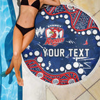 Personalized Sydney Roosters Beach Blanket Aboriginal Pattern with Graffiti Style Design