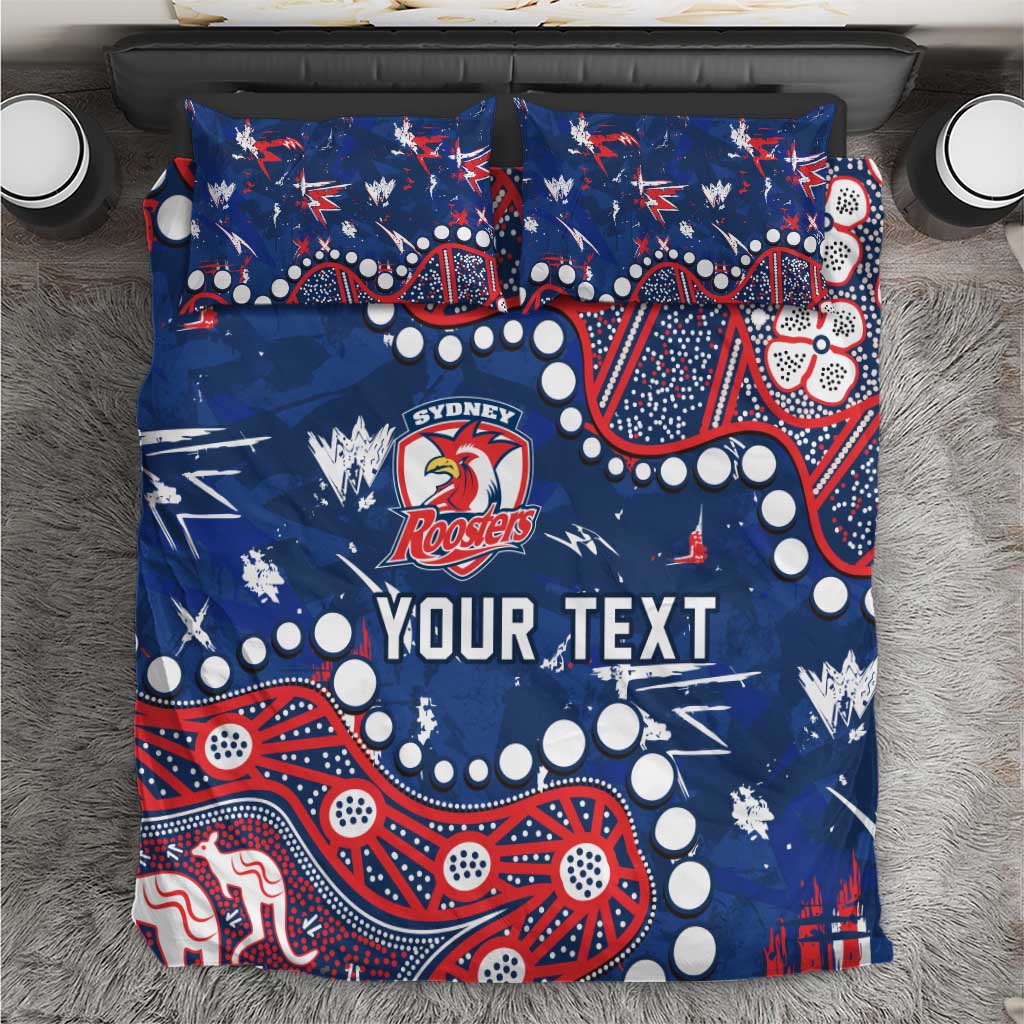 Personalized Sydney Roosters Bedding Set Aboriginal Pattern with Graffiti Style Design