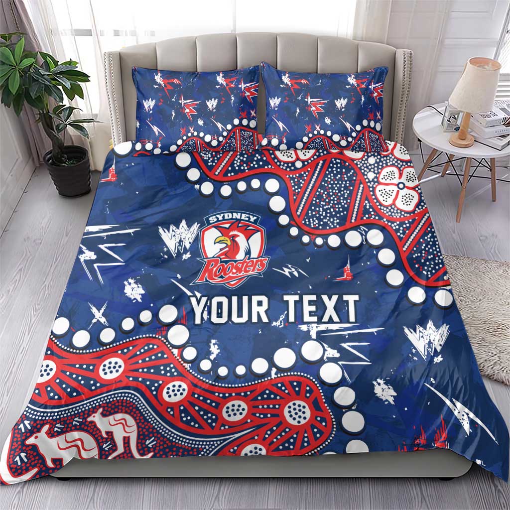 Personalized Sydney Roosters Bedding Set Aboriginal Pattern with Graffiti Style Design