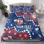 Personalized Sydney Roosters Bedding Set Aboriginal Pattern with Graffiti Style Design