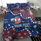 Personalized Sydney Roosters Bedding Set Aboriginal Pattern with Graffiti Style Design
