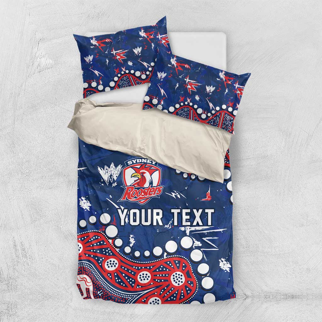 Personalized Sydney Roosters Bedding Set Aboriginal Pattern with Graffiti Style Design