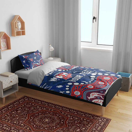 Personalized Sydney Roosters Bedding Set Aboriginal Pattern with Graffiti Style Design
