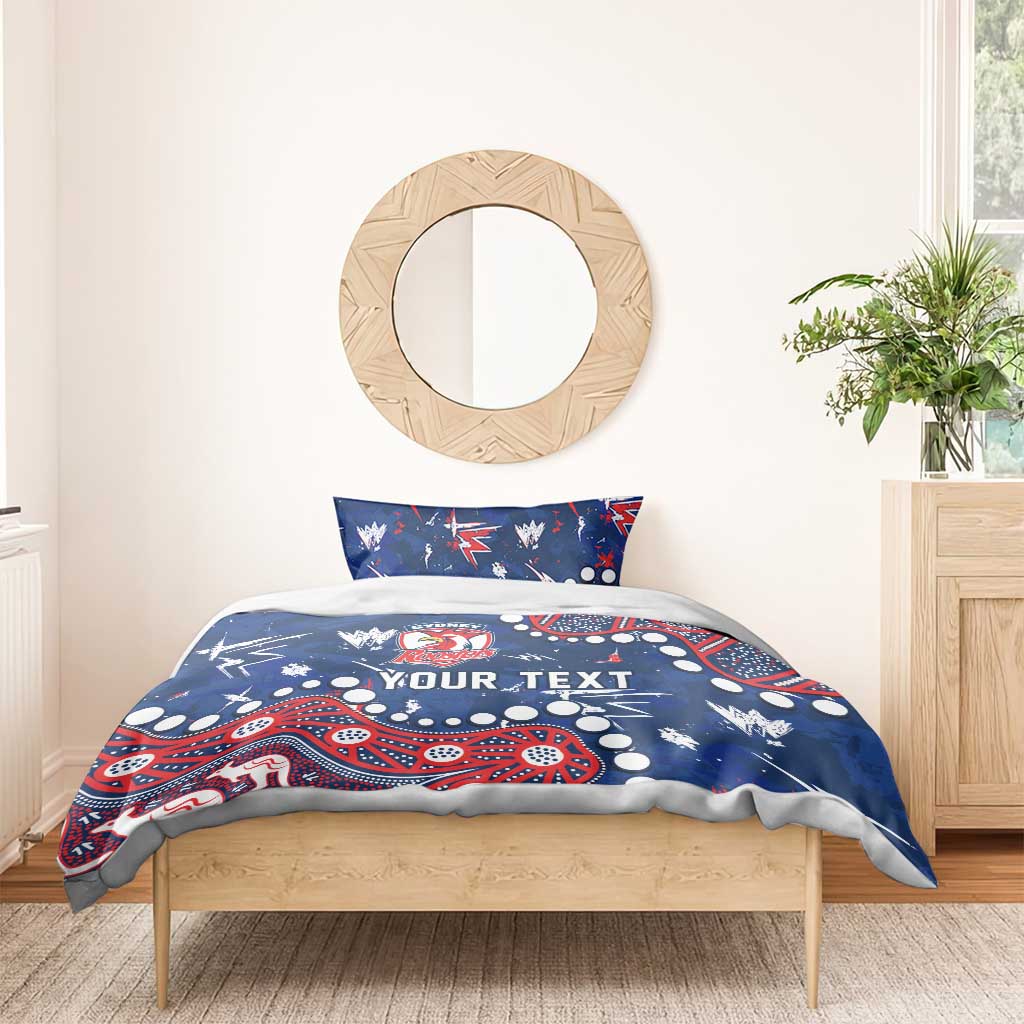 Personalized Sydney Roosters Bedding Set Aboriginal Pattern with Graffiti Style Design
