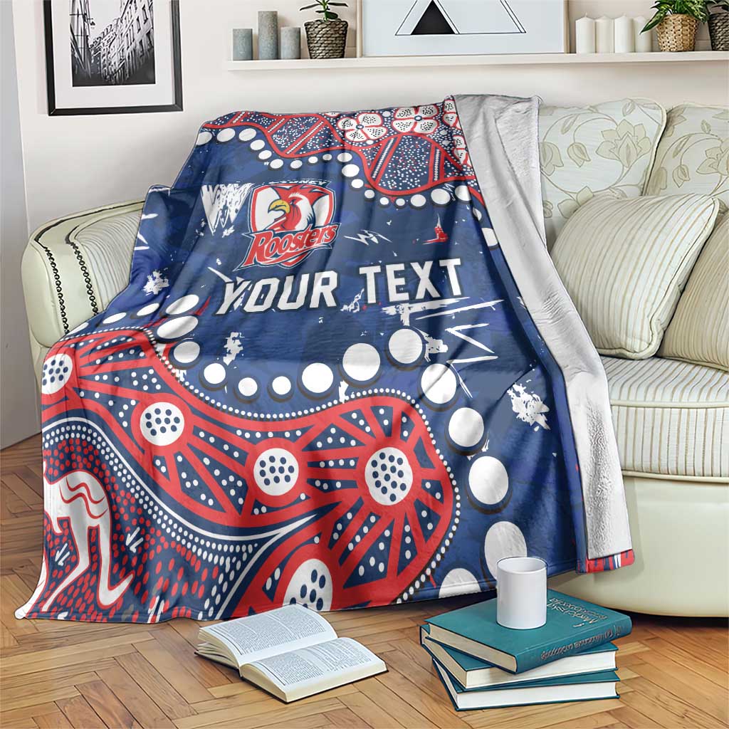 Personalized Sydney Roosters Blanket Aboriginal Pattern with Graffiti Style Design