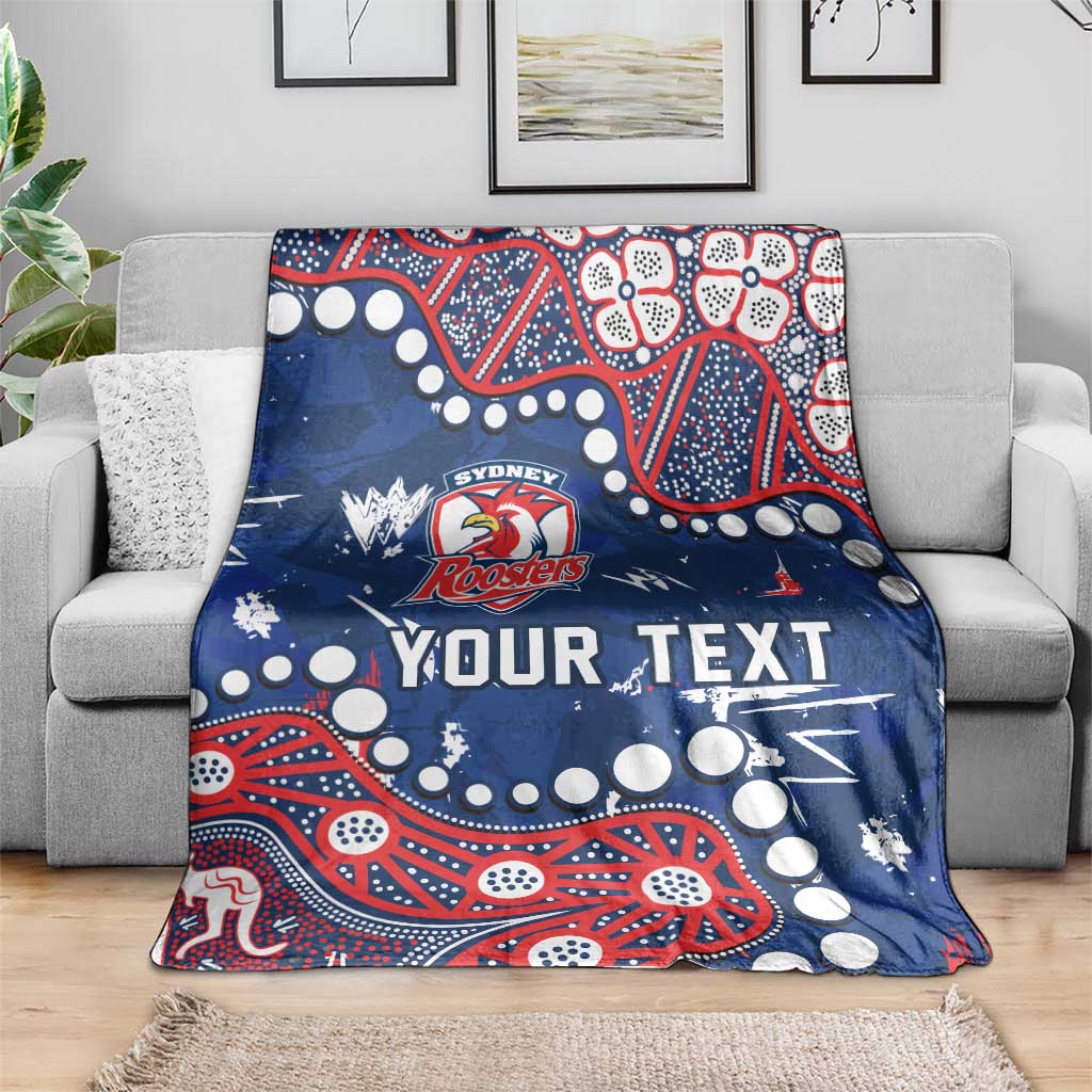 Personalized Sydney Roosters Blanket Aboriginal Pattern with Graffiti Style Design