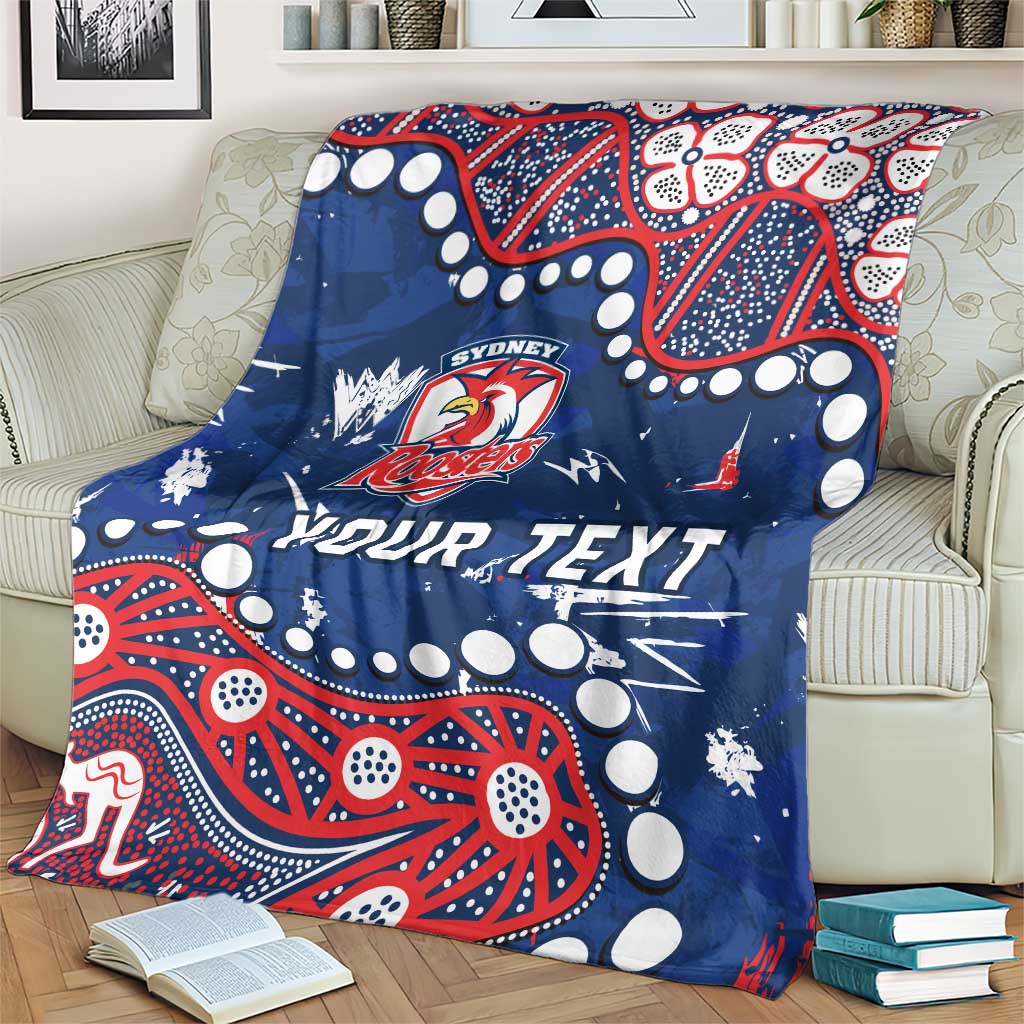 Personalized Sydney Roosters Blanket Aboriginal Pattern with Graffiti Style Design