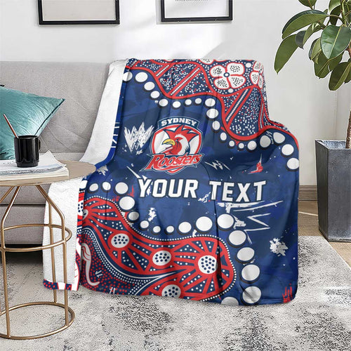 Personalized Sydney Roosters Blanket Aboriginal Pattern with Graffiti Style Design