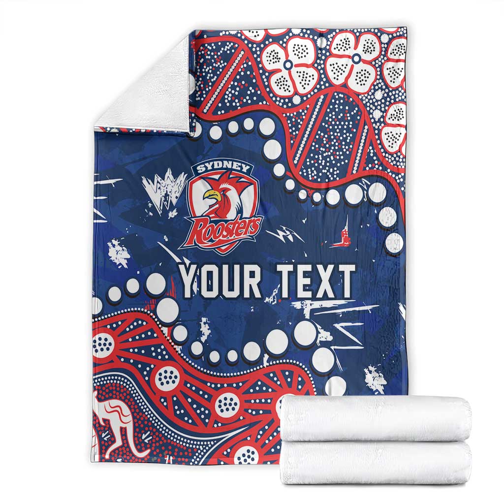 Personalized Sydney Roosters Blanket Aboriginal Pattern with Graffiti Style Design
