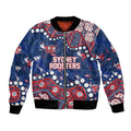 Personalized Sydney Roosters Bomber Jacket Aboriginal Pattern with Graffiti Style Design