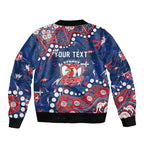 Personalized Sydney Roosters Bomber Jacket Aboriginal Pattern with Graffiti Style Design
