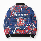 Personalized Sydney Roosters Bomber Puffer Jacket Aboriginal Pattern with Graffiti Style Design