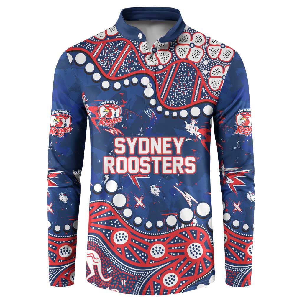 Personalized Sydney Roosters Button Sweatshirt Aboriginal Pattern with Graffiti Style Design
