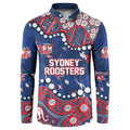 Personalized Sydney Roosters Button Sweatshirt Aboriginal Pattern with Graffiti Style Design